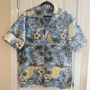 VTG Royal Creations Long Board Surf Hawaiian Palm Tree Aloha Shirt XXL Hawaii